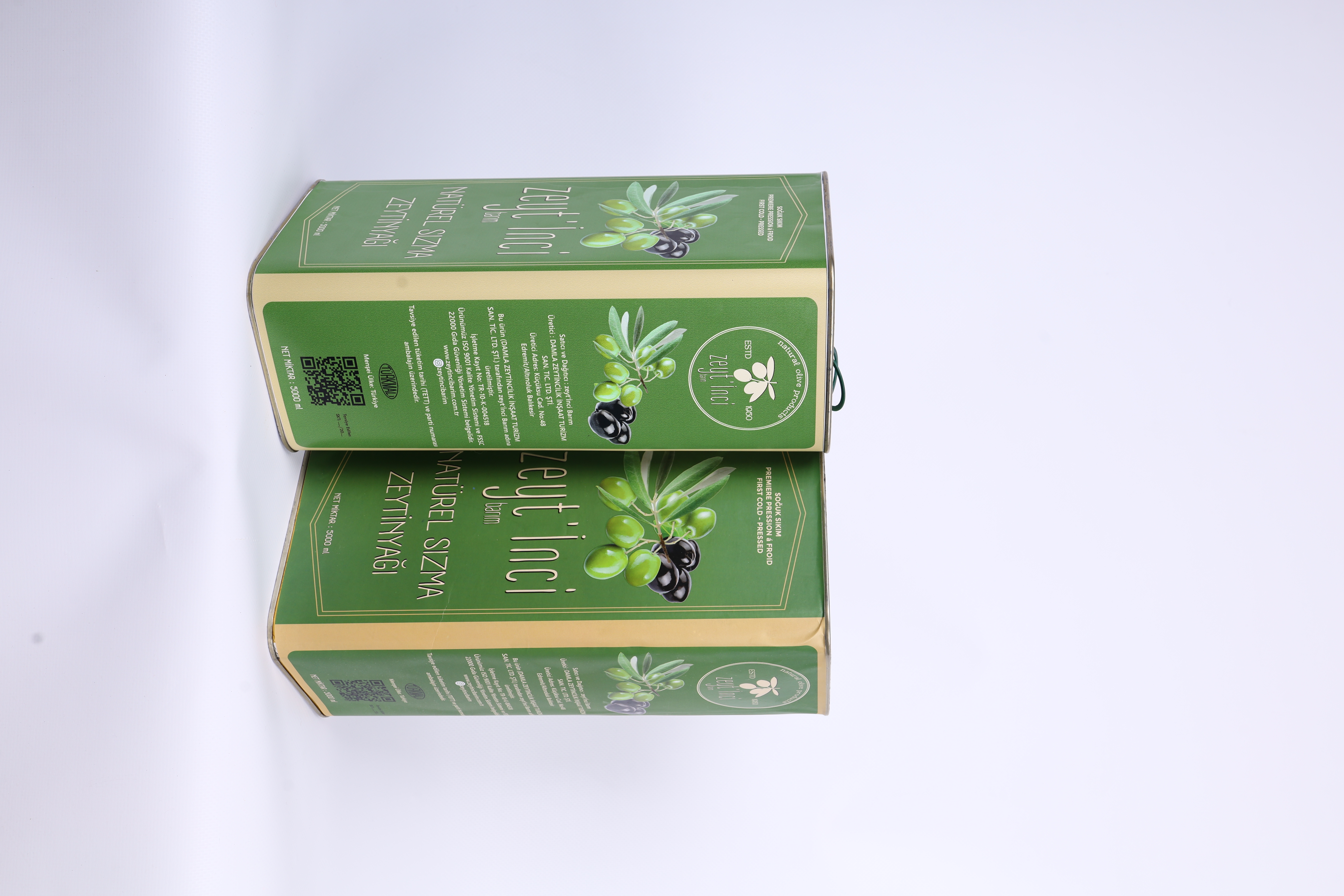 Erken Hasat & Soğuk Sıkım Yeni Hasat Natürel Sızma Zeytinyağ 5 lt Teneke 2 Adet